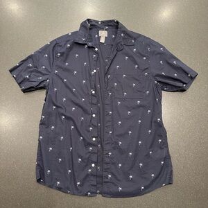 H&M Dark Blue Men's Shirt with Palm Print